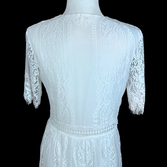 NEW Odizli Boho Maxi Dress 6 Embroidered Mesh Lace Bridesmaid Beachy White Flowy - Picture 9 of 13